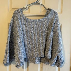 NWOT Free People Cropped Boxy Wide Neck Dolman Sleeve Terry Cloth Sweater